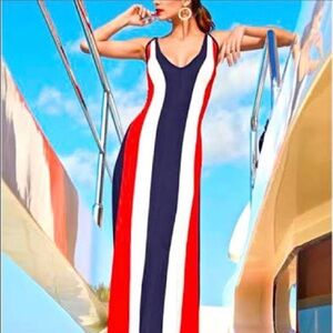 VENUS Red, White & Blue Maxi Dress - Large